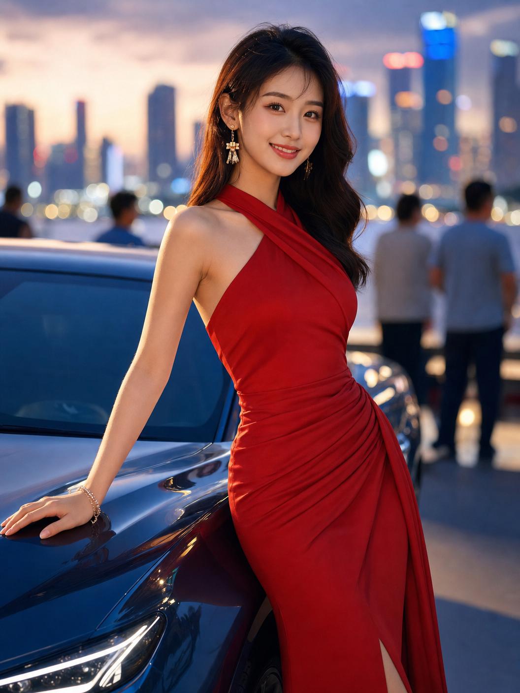 女神视频生活视频-车展红裙模特幕后花絮封面